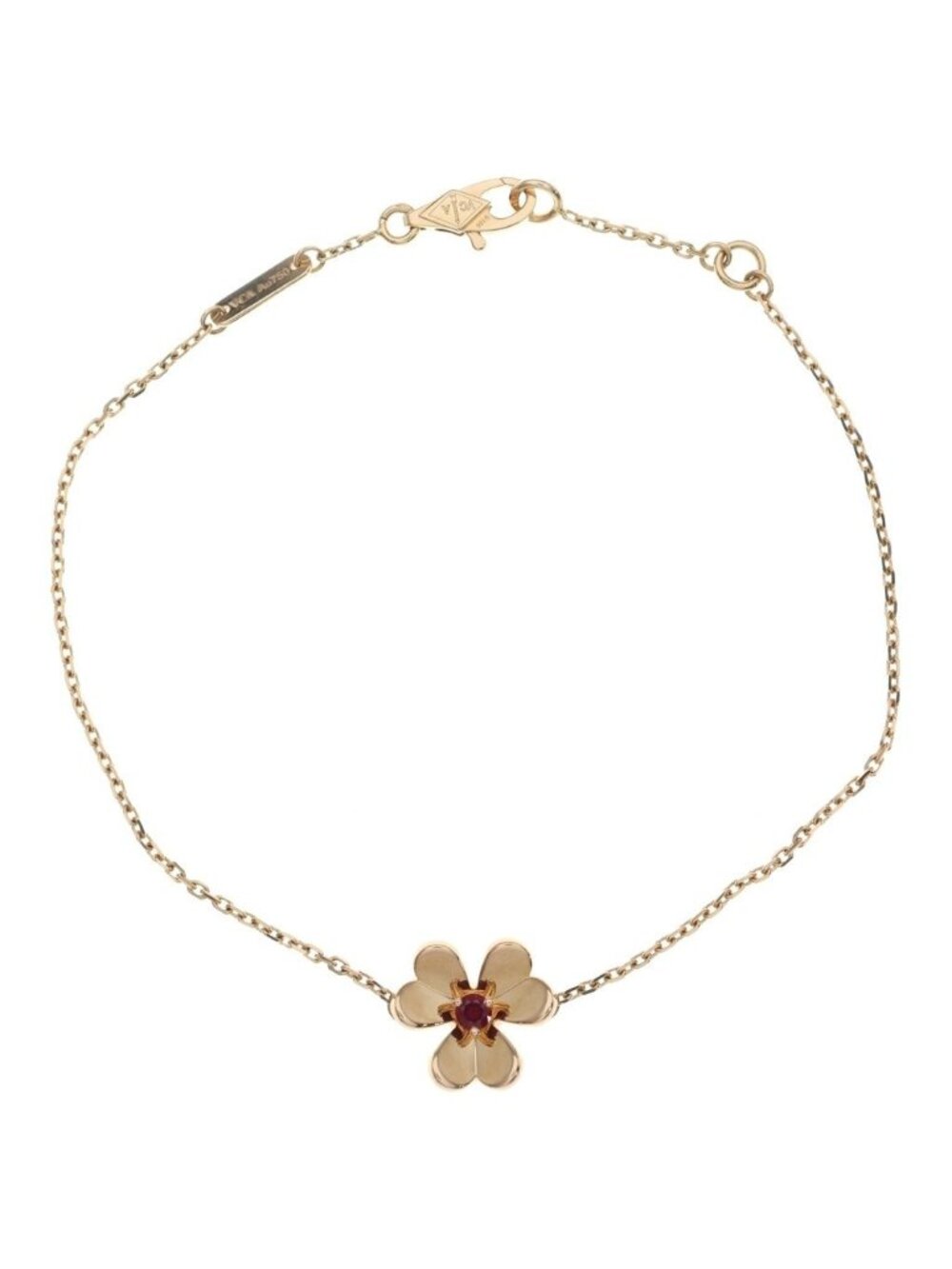 Van Cleef & Arpels Frivole Mini Ruby Chain Bracelet Pink Gold